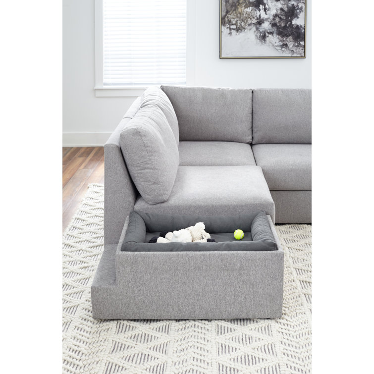 Gray Polyester Blend Pet Bed Hub with Storage
