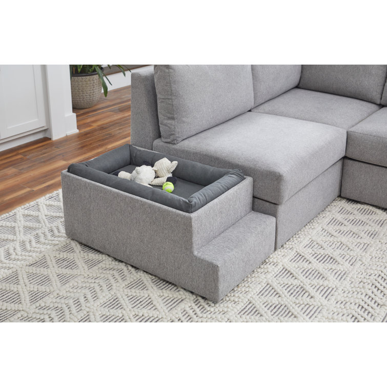 Gray Polyester Blend Pet Bed Hub with Storage