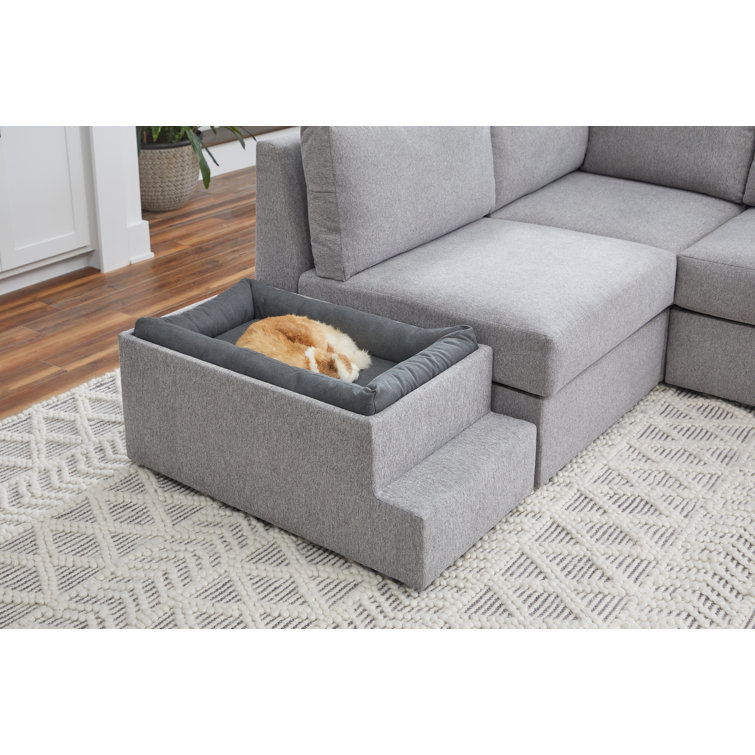 Gray Polyester Blend Pet Bed Hub with Storage