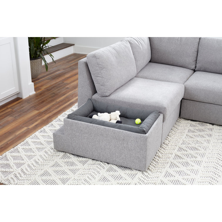 Gray Polyester Blend Pet Bed Hub with Storage