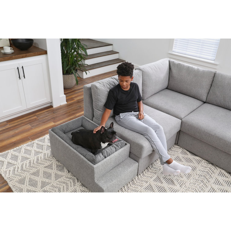 Gray Polyester Blend Pet Bed Hub with Storage