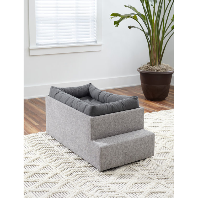 Gray Polyester Blend Pet Bed Hub with Storage