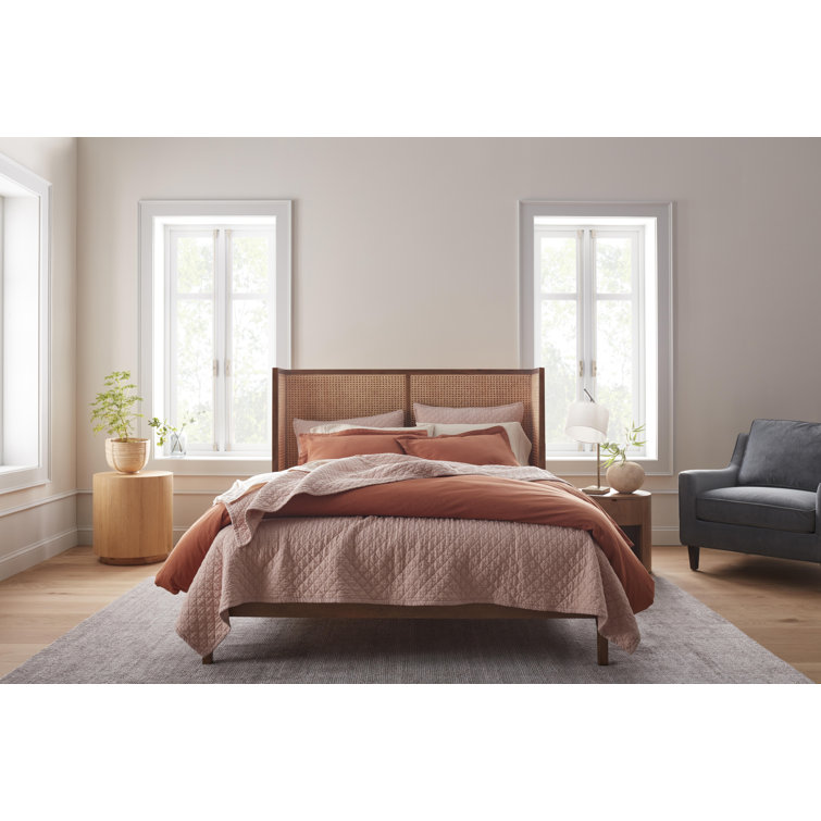 Contemporary Queen Bed with Wingback Headboard