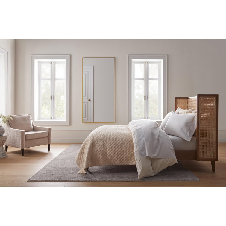 Contemporary Queen Bed with Wingback Headboard