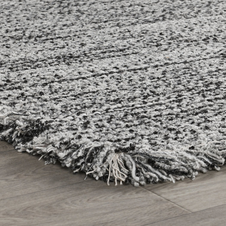 Handmade Gray Wool and Cotton Rectangular 8' x 10' Rug