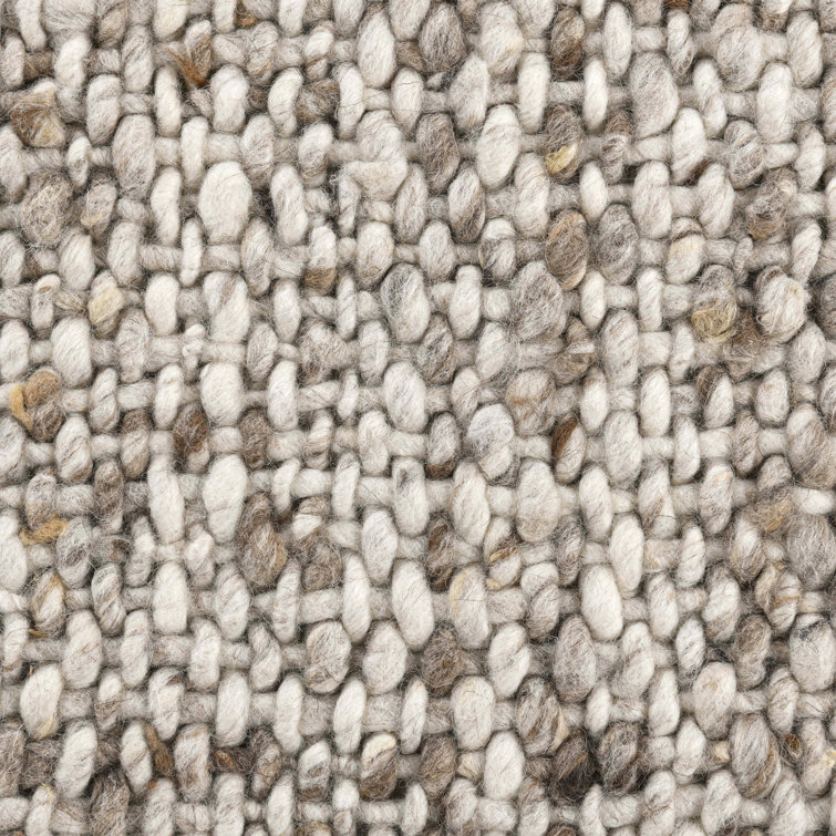 Handmade Natural Wool and Cotton Rectangular Stripe Rug