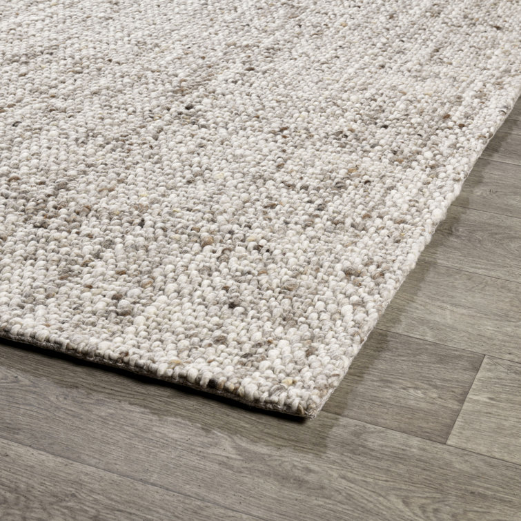 Handmade Natural Wool and Cotton Rectangular Stripe Rug