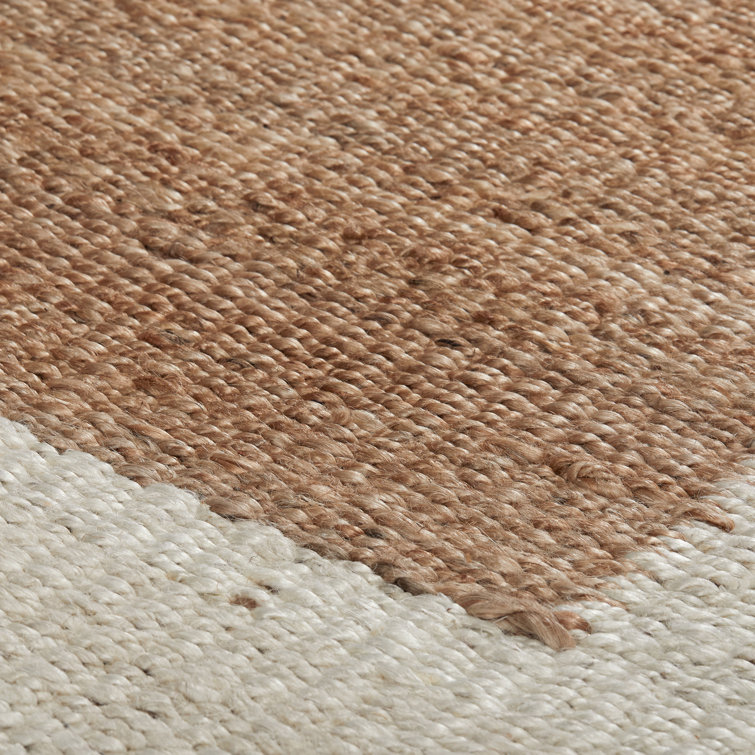 Handmade Rectangular Ivory and Natural Jute Wool Rug