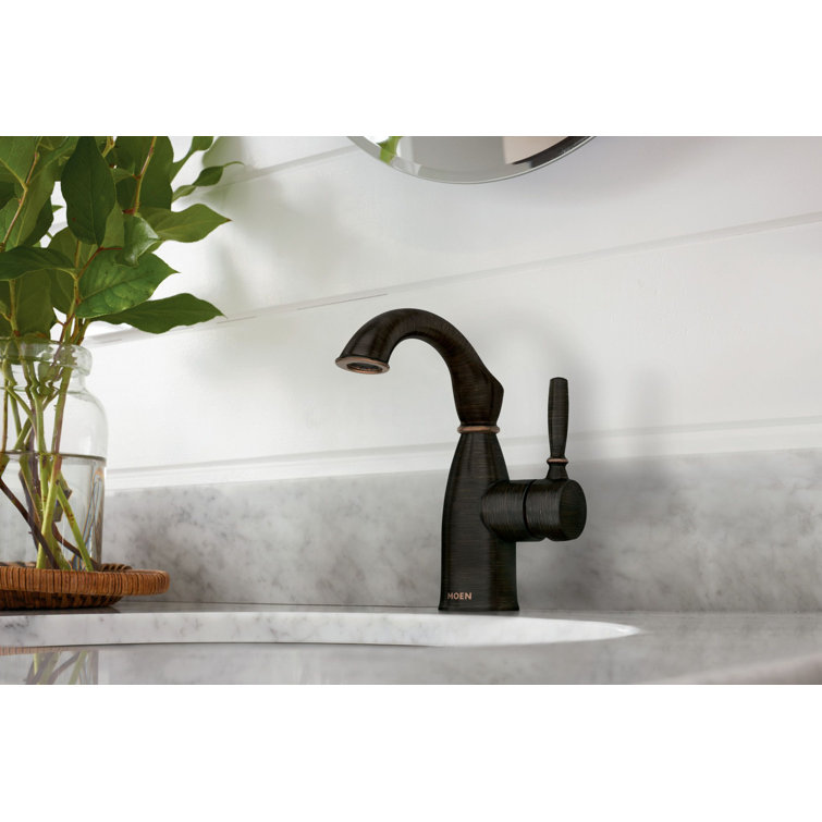 Mediterranean Bronze Single Hole Bathroom Faucet with Drain Assembly