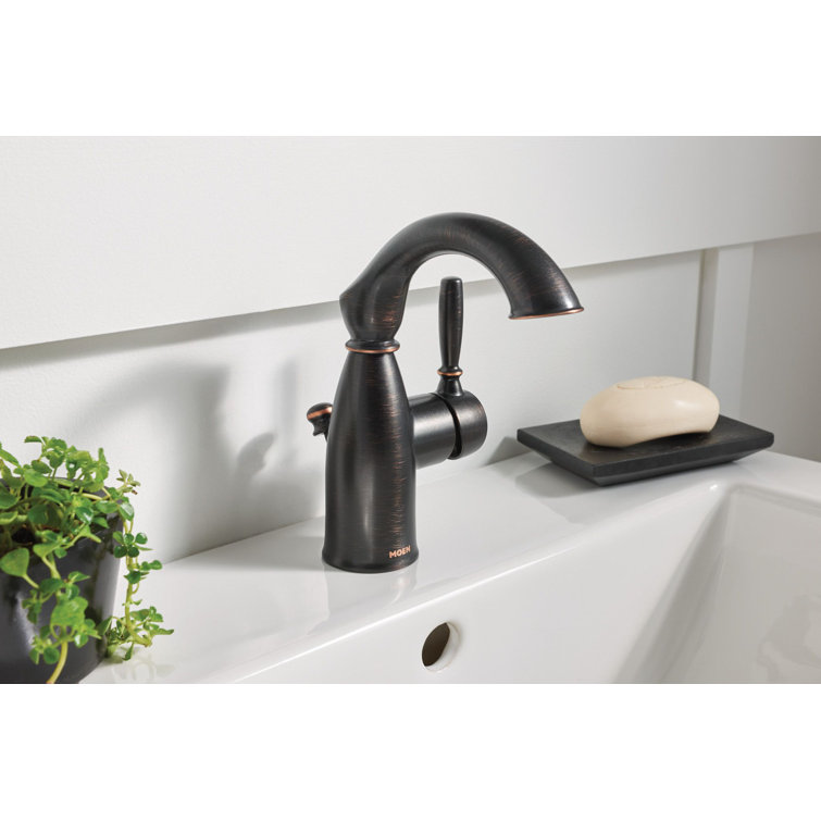 Mediterranean Bronze Single Hole Bathroom Faucet with Drain Assembly