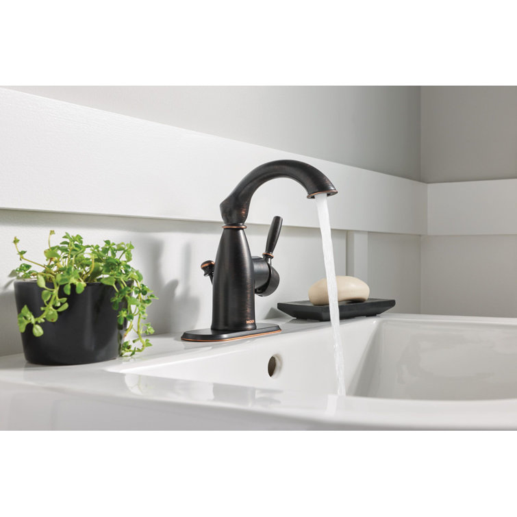 Mediterranean Bronze Single Hole Bathroom Faucet with Drain Assembly
