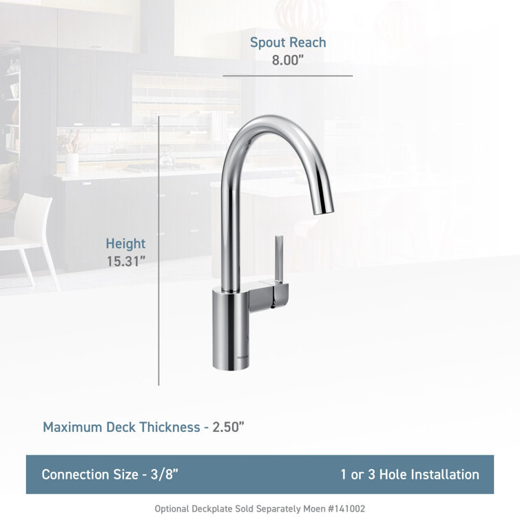 Align 15'' High Arc Chrome Stainless Steel Kitchen Faucet with Pull-out Spray