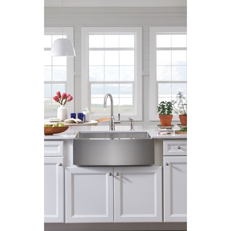Moen 30" Stainless Steel Farmhouse Apron Front Single Bowl Sink