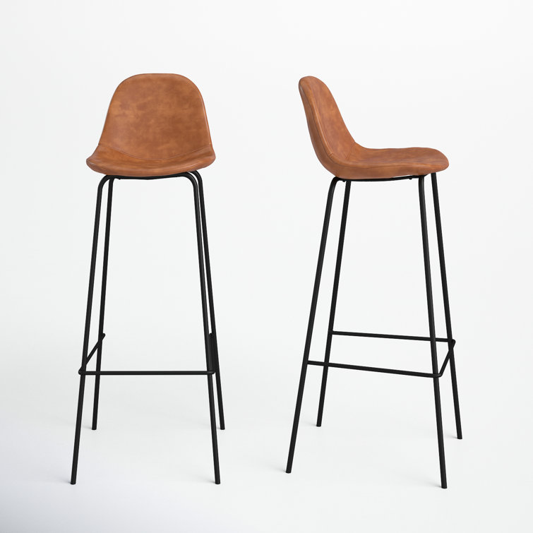 Maxine 30'' Black Matte Metal & Vegan Leather Barstool