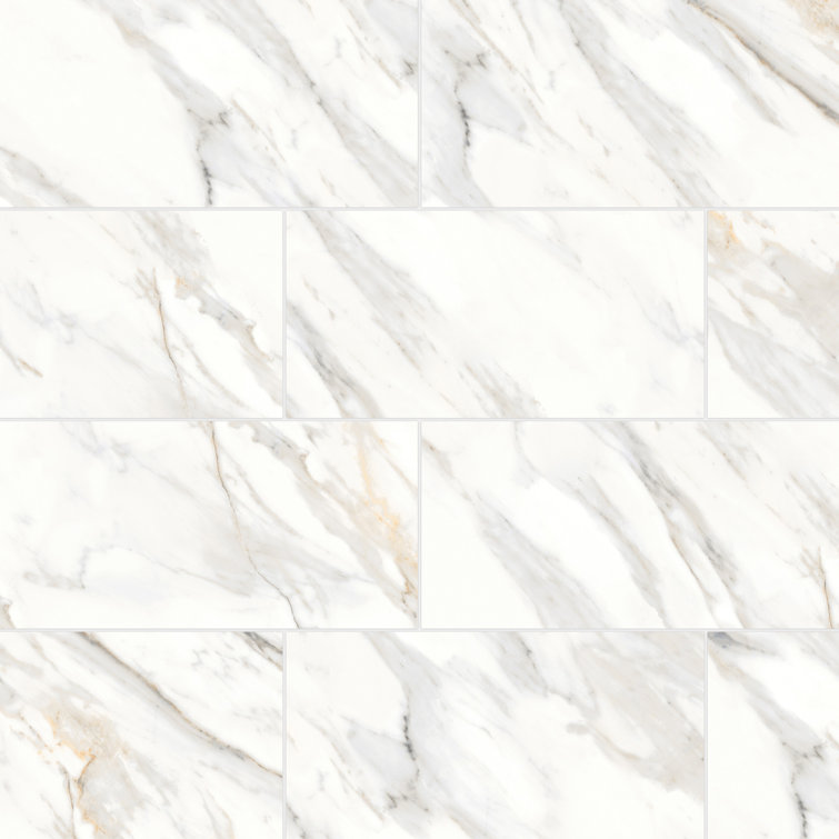 Shandar 12x24 Polished White Marble Look Porcelain Tile