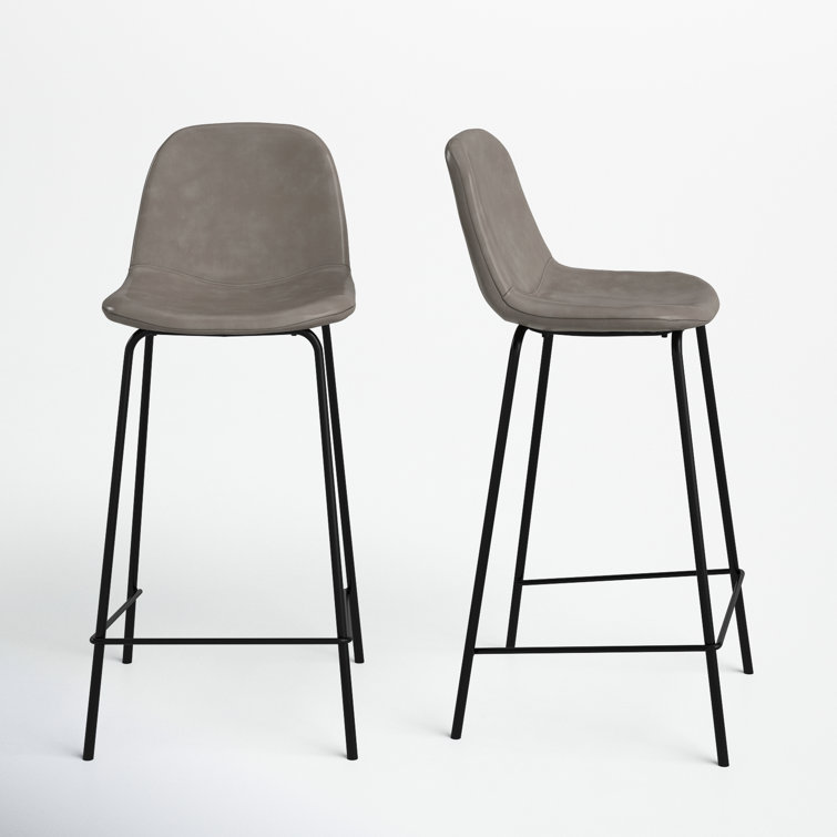 Maxine Vintage Black Metal Frame Vegan Leather Counter Stool