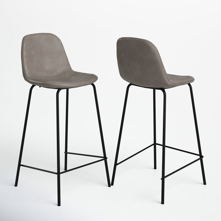 Maxine Vintage Black Metal Frame Vegan Leather Counter Stool