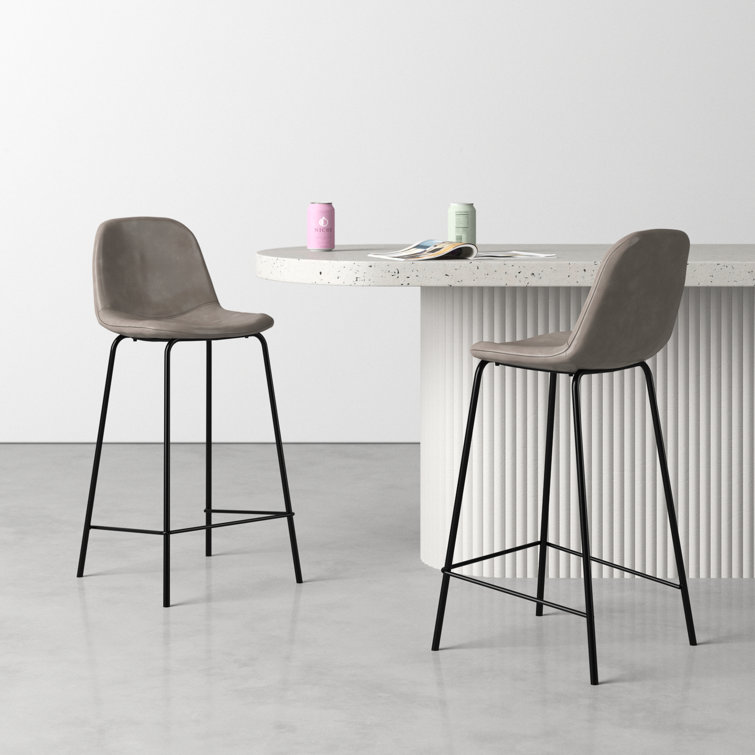 Maxine Vintage Black Metal Frame Vegan Leather Counter Stool
