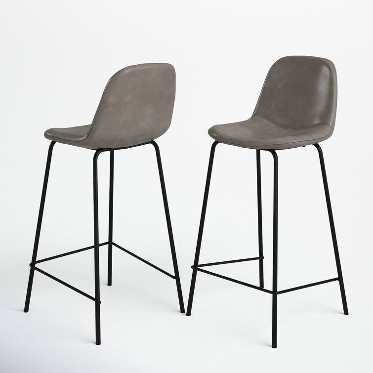Maxine Vintage Black Metal Frame Vegan Leather Counter Stool