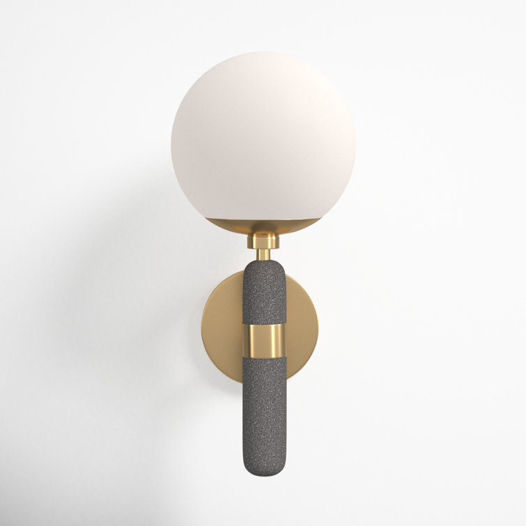 Aged Brass and Glass Globe Dimmable Wall Sconce