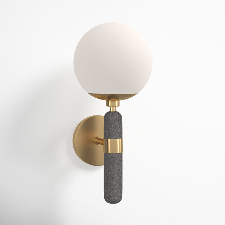 Aged Brass and Glass Globe Dimmable Wall Sconce