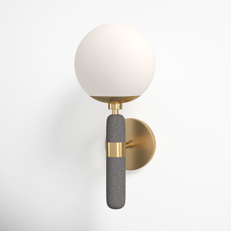 Aged Brass and Glass Globe Dimmable Wall Sconce