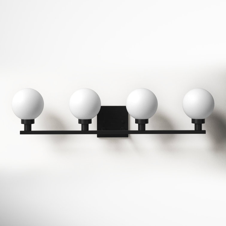 Midnight Black 4-Light Globe Vanity Fixture with Frosted Shades