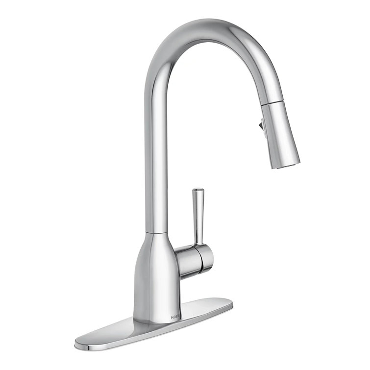 Chrome High Arc Single Handle Kitchen Faucet with Pull-Down Spray