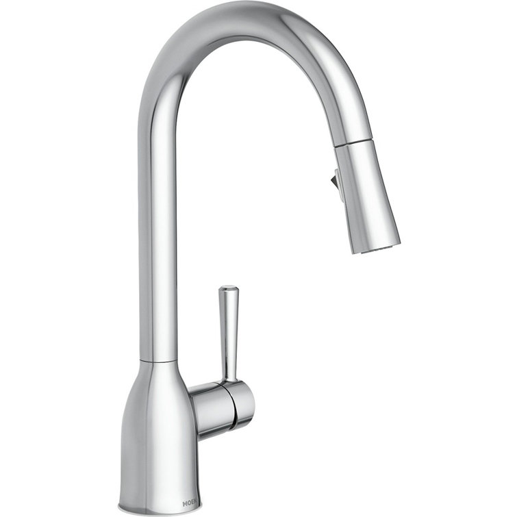 Chrome High Arc Single Handle Kitchen Faucet with Pull-Down Spray