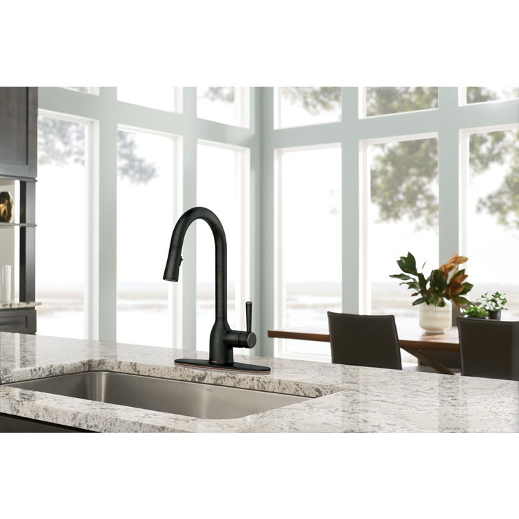 Bronze Transitional Kitchen Faucet with Pull-Out Spray