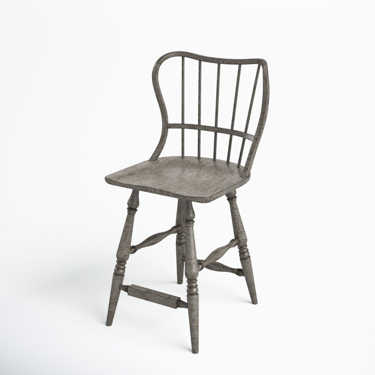 Transitional Speckled Gray 24" Wood Counter Stool