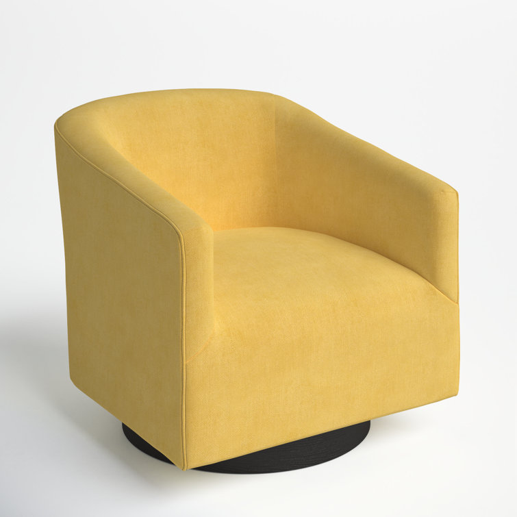 Goldenrod Wood Swivel Barrel Accent Chair with Black Base