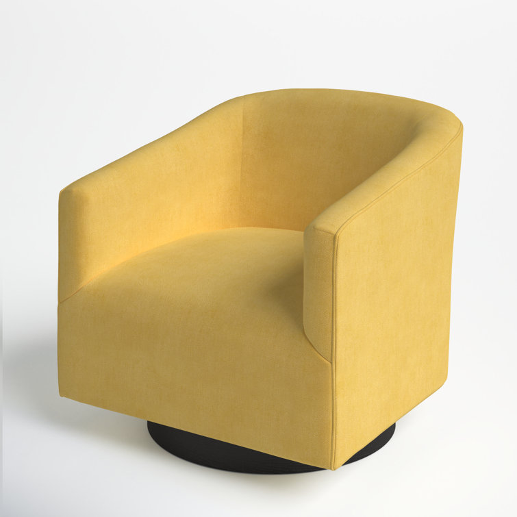 Goldenrod Wood Swivel Barrel Accent Chair with Black Base