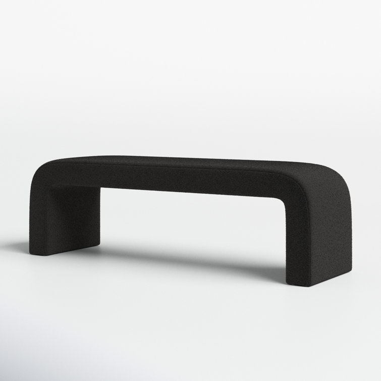 Daine 62" Black Boucle Upholstered Bench with Sled Legs