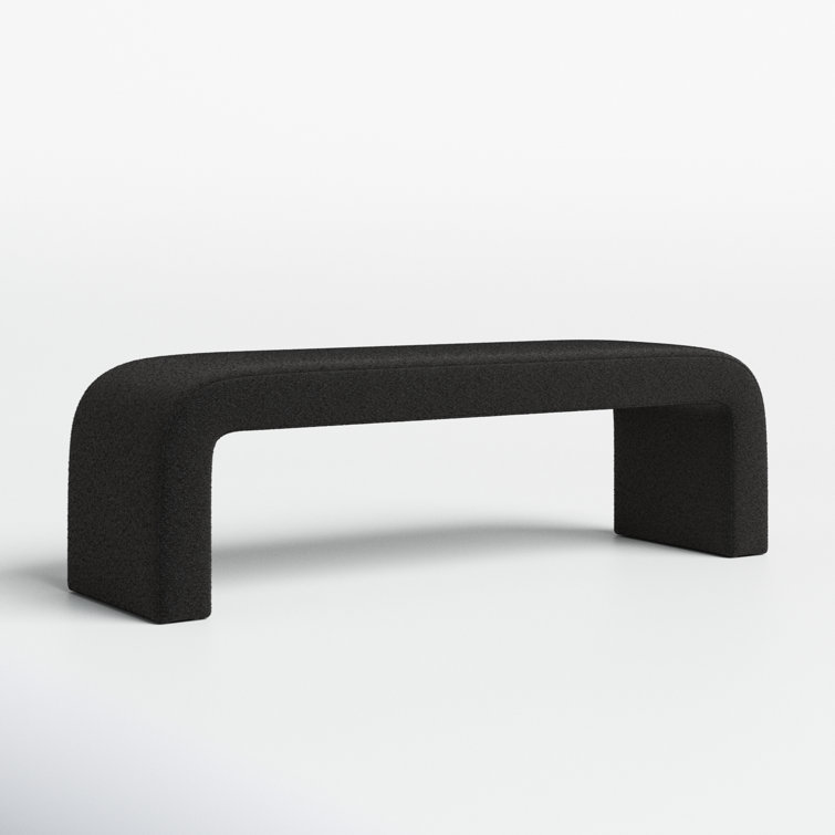 Daine 62" Black Boucle Upholstered Bench with Sled Legs