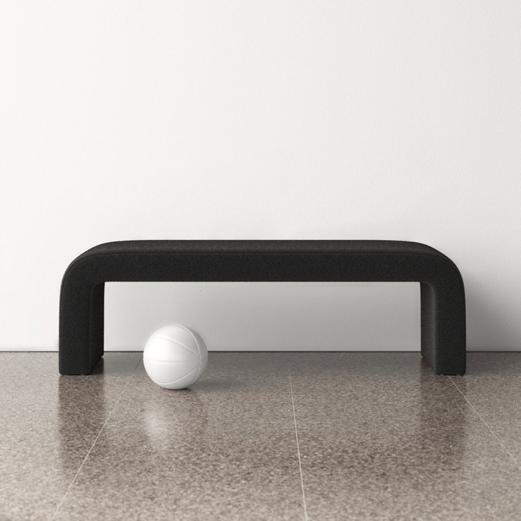 Daine 62" Black Boucle Upholstered Bench with Sled Legs