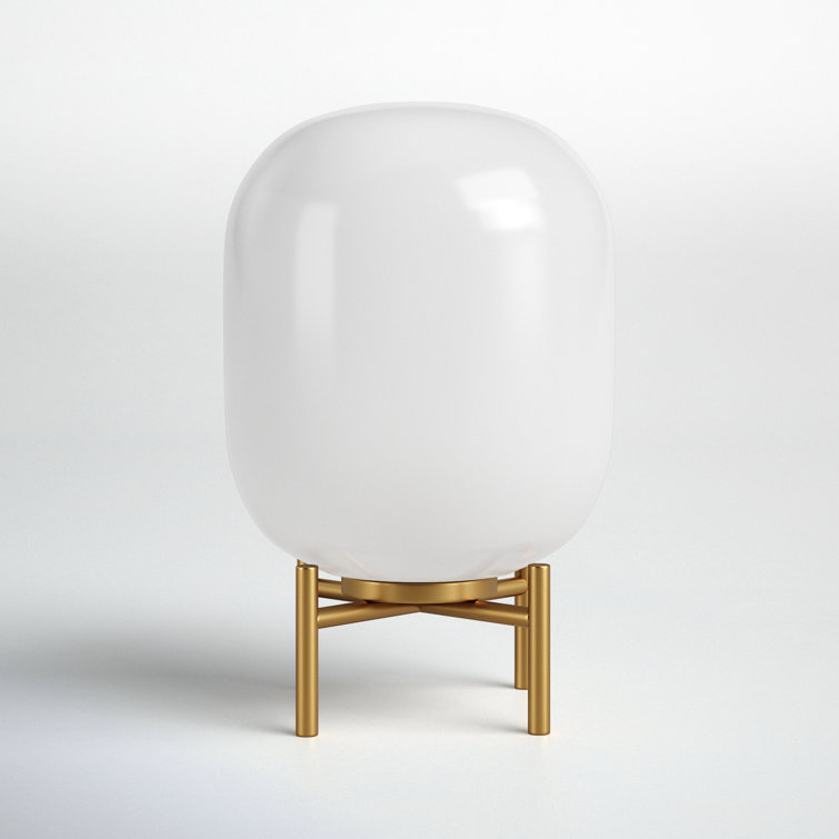 Edison 15.38" Brass Industrial Table Lamp with White Glass Globe