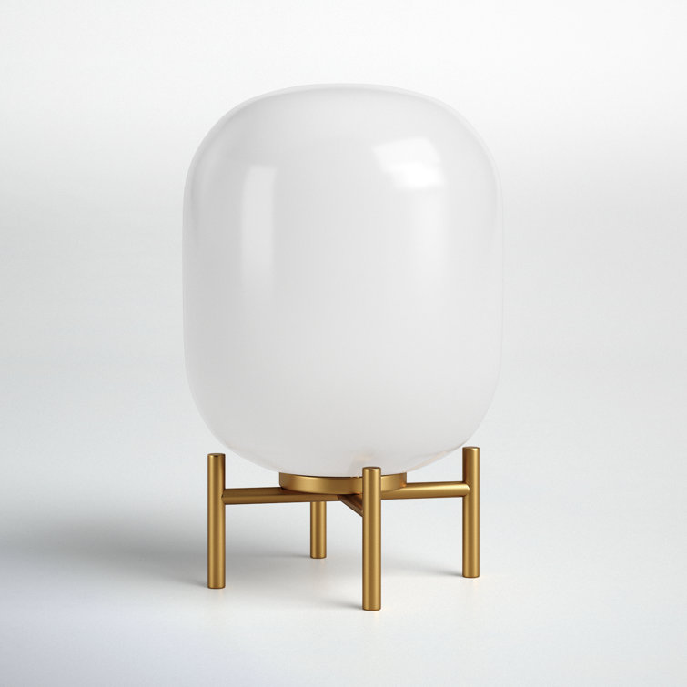 Edison 15.38" Brass Industrial Table Lamp with White Glass Globe