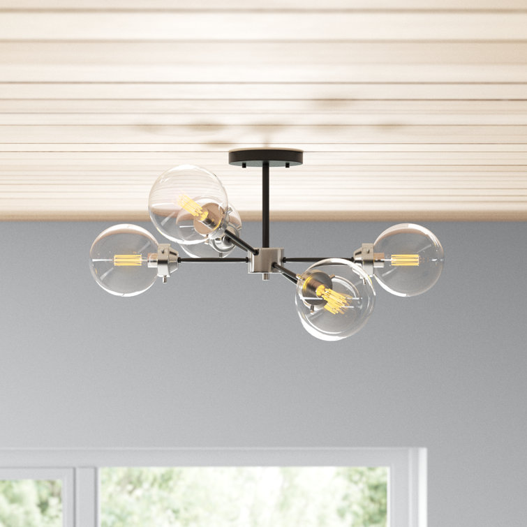 Orbit 25" Satin Nickel & Oil Rubbed Bronze Globe Semi-Flush Mount