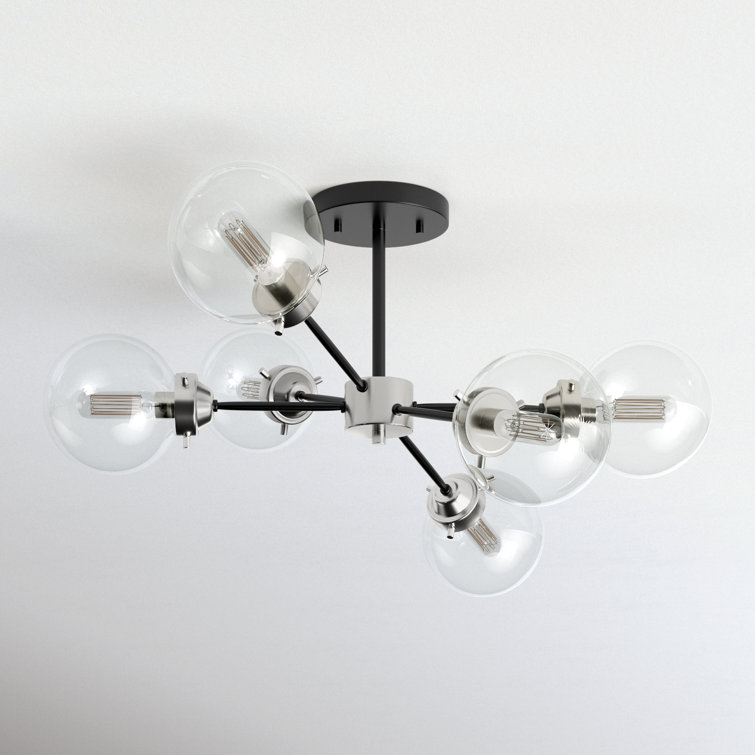 Orbit 25" Satin Nickel & Oil Rubbed Bronze Globe Semi-Flush Mount