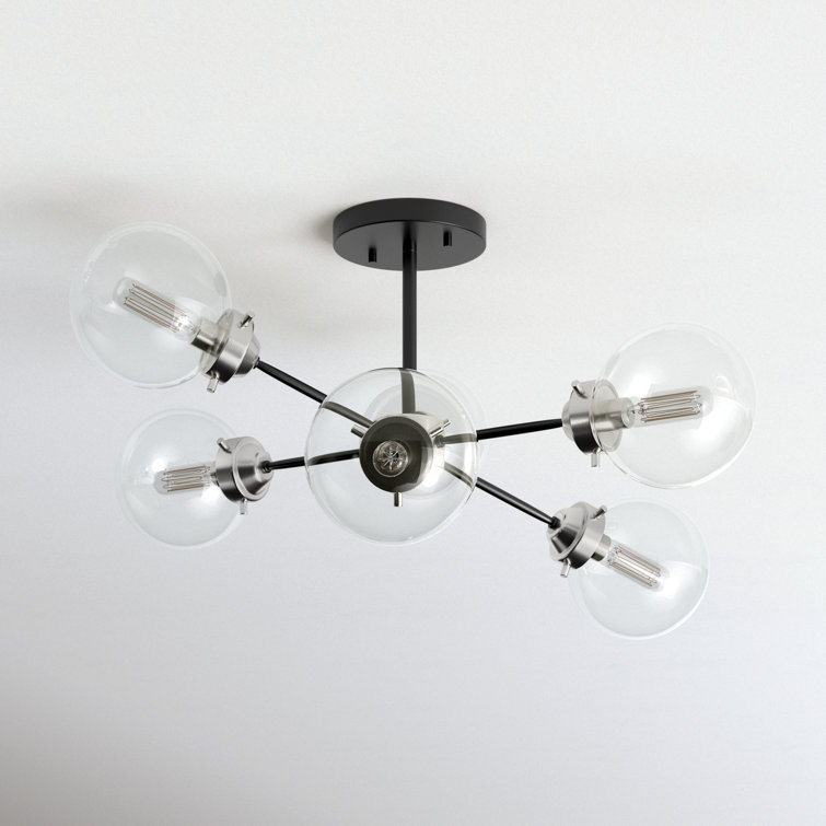 Orbit 25" Satin Nickel & Oil Rubbed Bronze Globe Semi-Flush Mount