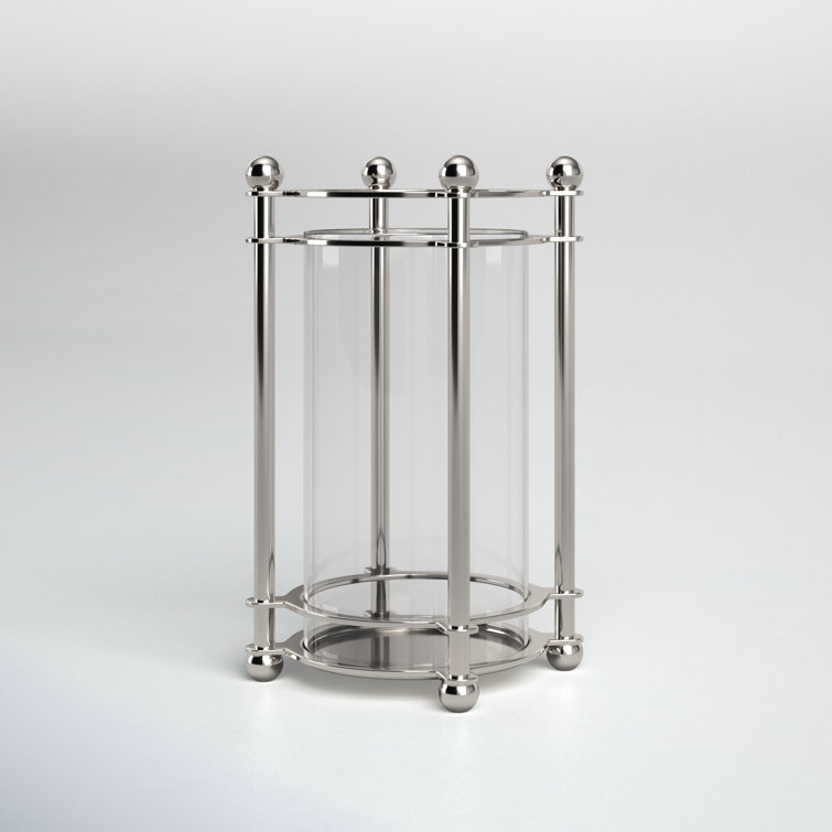 Chrome and Glass Tabletop Hurricane Candle Holder
