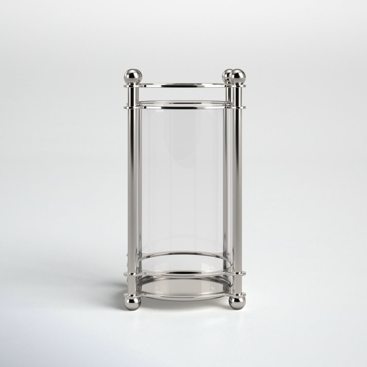 Chrome and Glass Tabletop Hurricane Candle Holder
