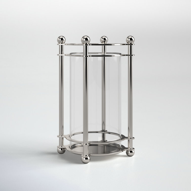 Chrome and Glass Tabletop Hurricane Candle Holder