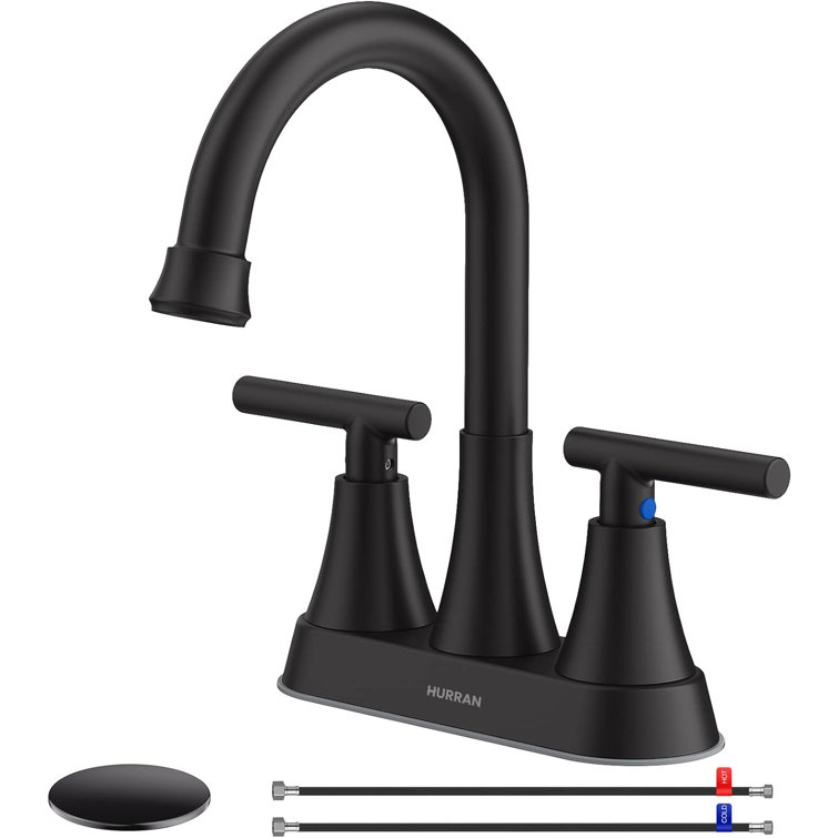 Matte Black Stainless Steel Double Handle High Arc Bathroom Faucet