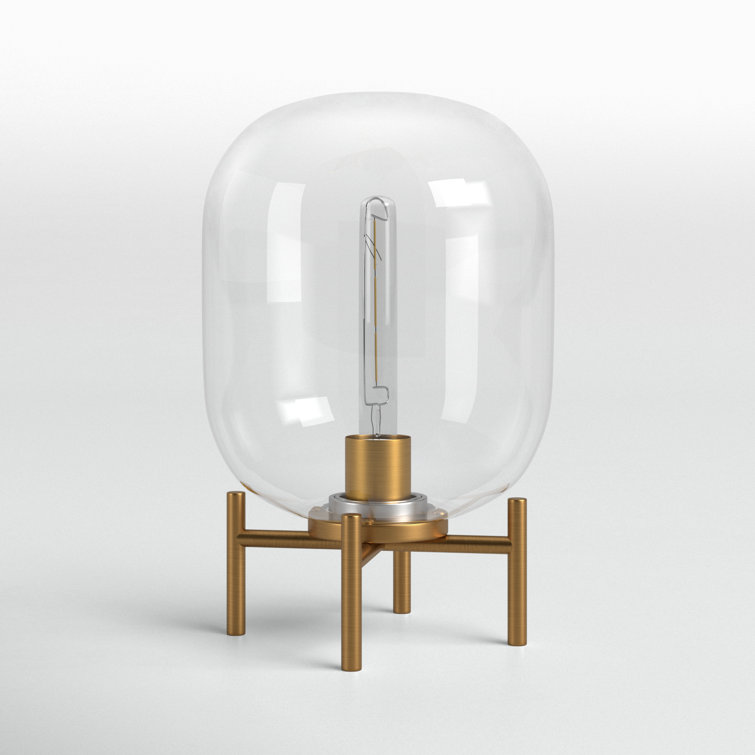 Edison Voice-Controlled Industrial Table Lamp in Brushed Brass/Clear