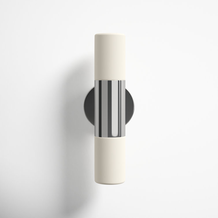 Polished Nickel 2-Light Glass Drum Shade Sconce
