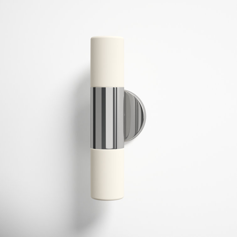 Polished Nickel 2-Light Glass Drum Shade Sconce