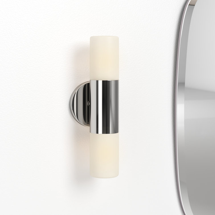Polished Nickel 2-Light Glass Drum Shade Sconce