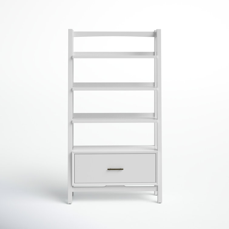 Mid-Century Modern White Wood Large Etagere Bookcase